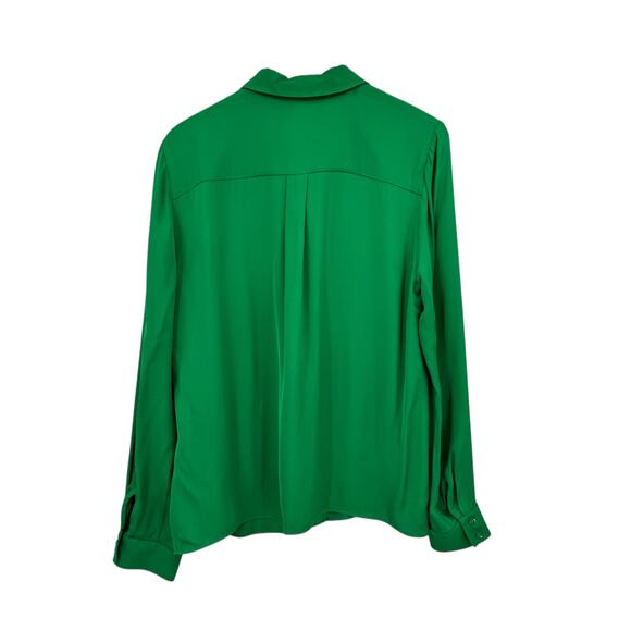 Alice + Olivia NWT Solid Kelly Green Long Sleeve Button Up Classy Blouse $265 - Picture 7 of 10